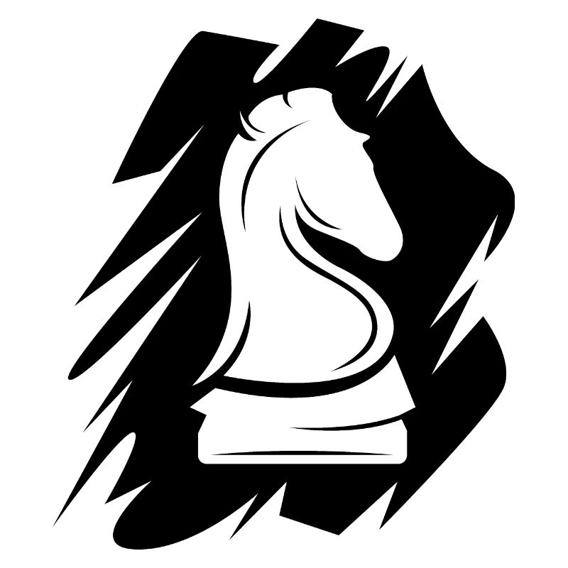Icône d’illustration de cheval de brosse de logo d’échecs