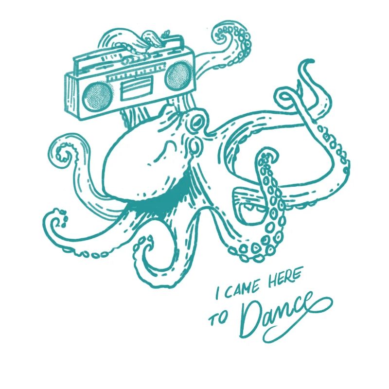 Dancing Octopus Retro Vintage Groovy Line Graphic