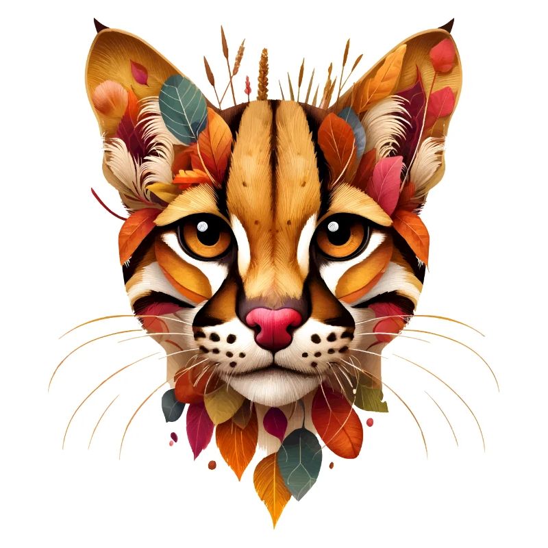 Wildcat Ocelot, conçu à partir de feuilles colorées