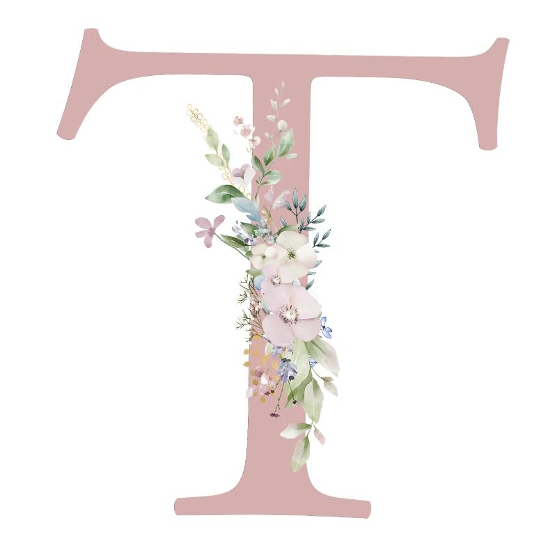 T Monogram, Floral, Personalizable
