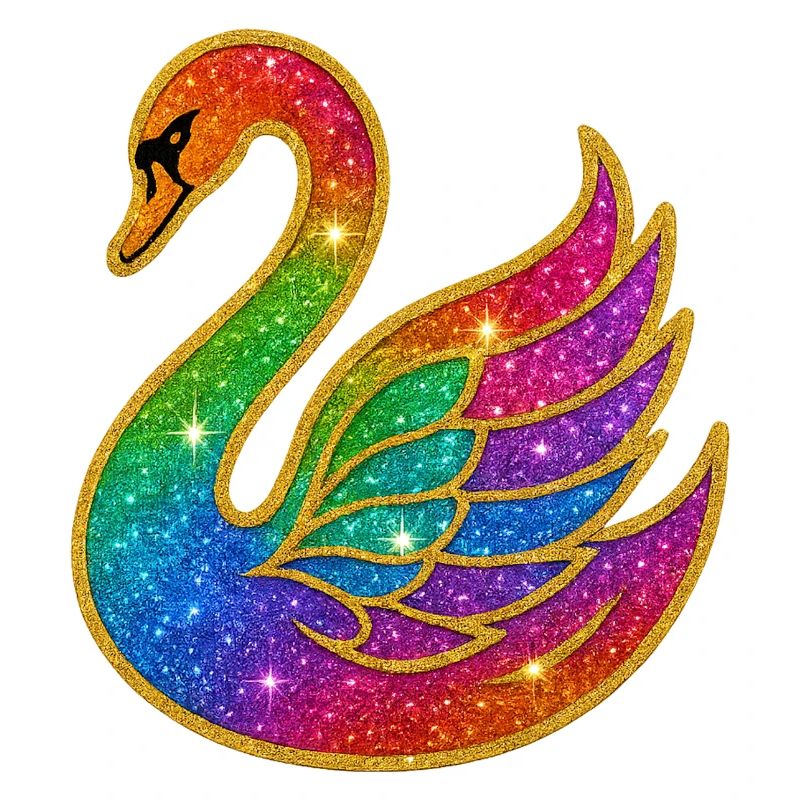 Regenbogen Glitzer Schwan Mutter