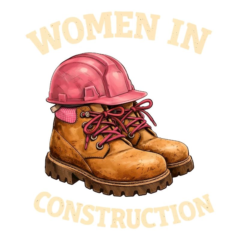 Women in Construction Work Boots and Construction Helmet