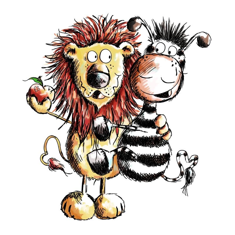 Löwe und Zebra - Löwen - Zebras - Comic - Geschenk