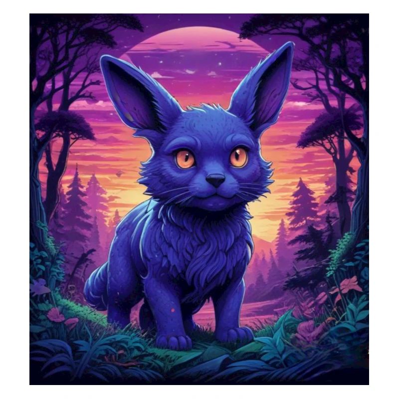 Neon Fuchs im Abendwald