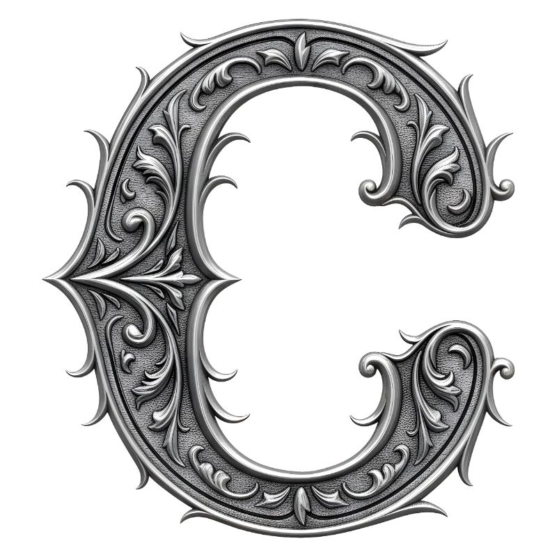 der Buchstabe C Silber Metallic Ornament
