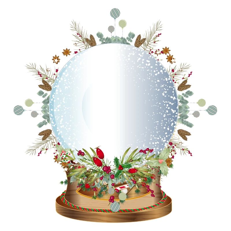 empty nostalgic snow globe to label