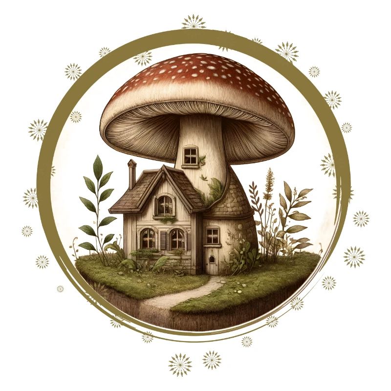Conception d’un champignon comme une maison de conte de fées dans la forêt