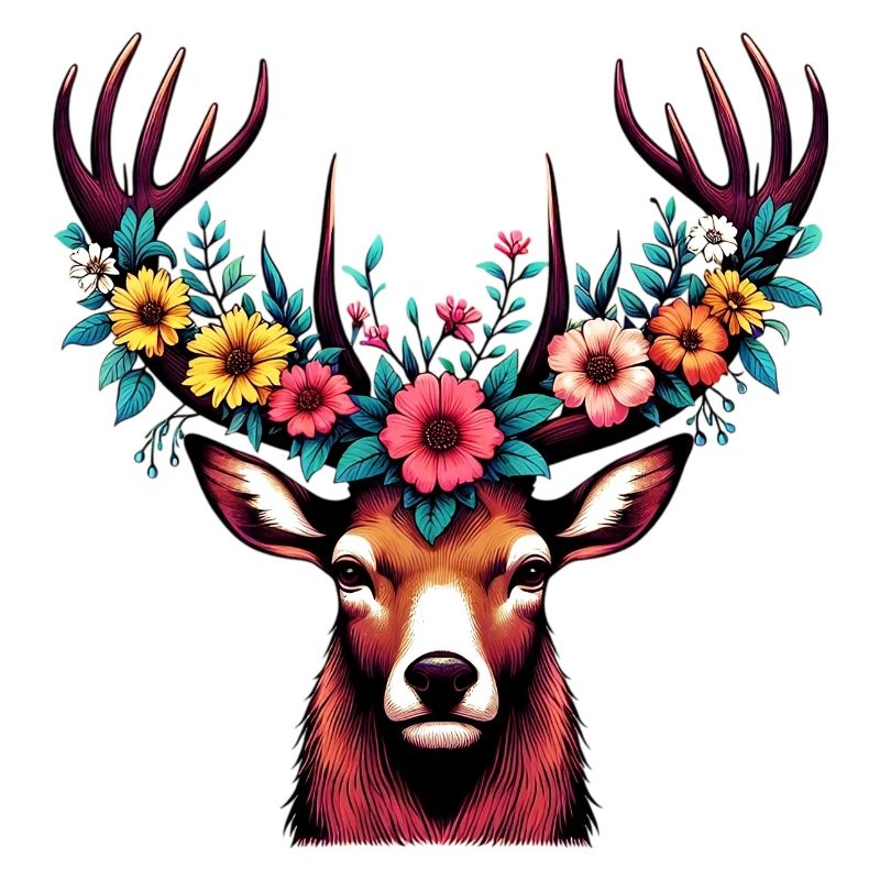 Cerf avec des fleurs