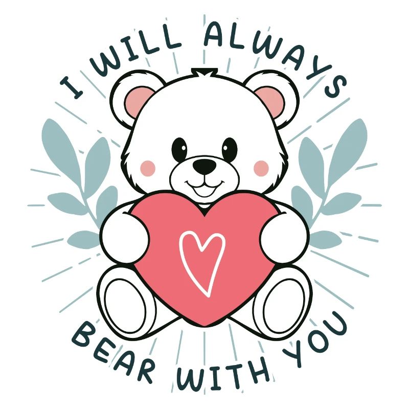 Cute bear with heart and message