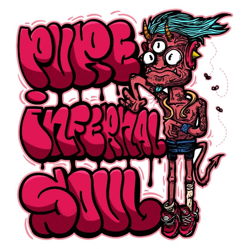 Neonpinkes Graffiti-Monster