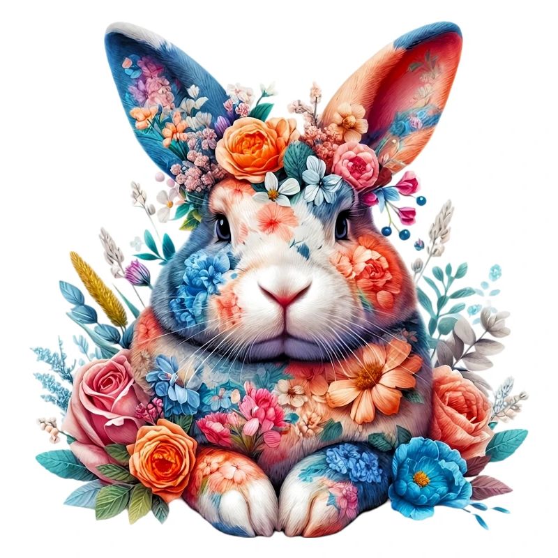 Lapin décoré de fleurs
