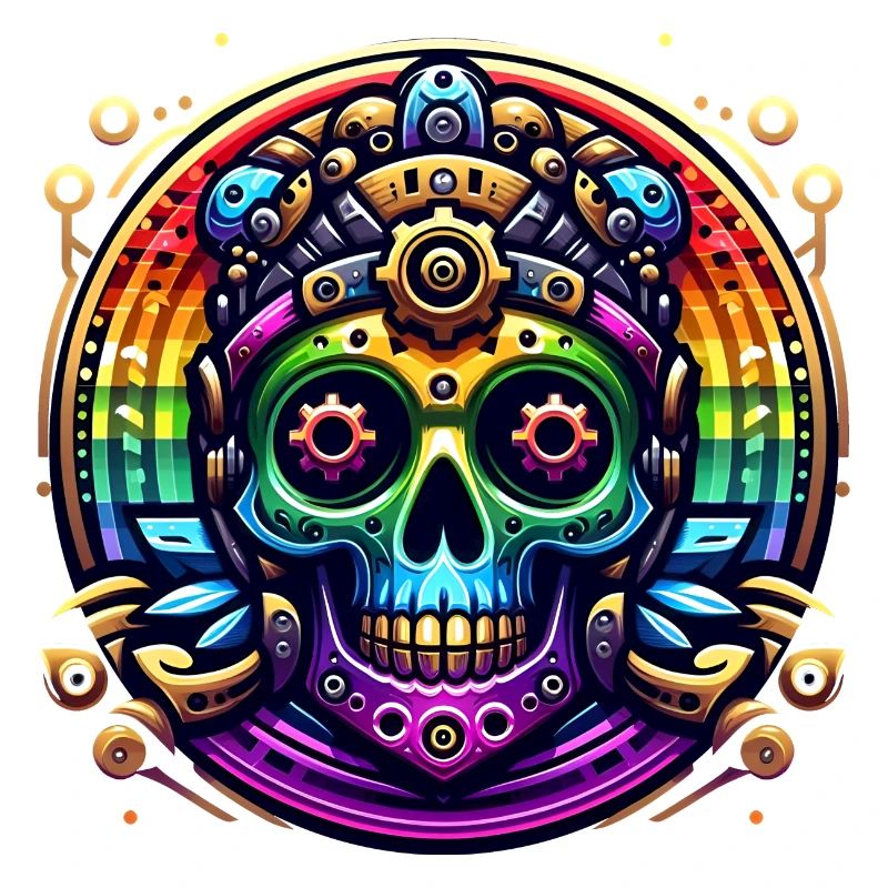 Metallic Rainbow Skull 2