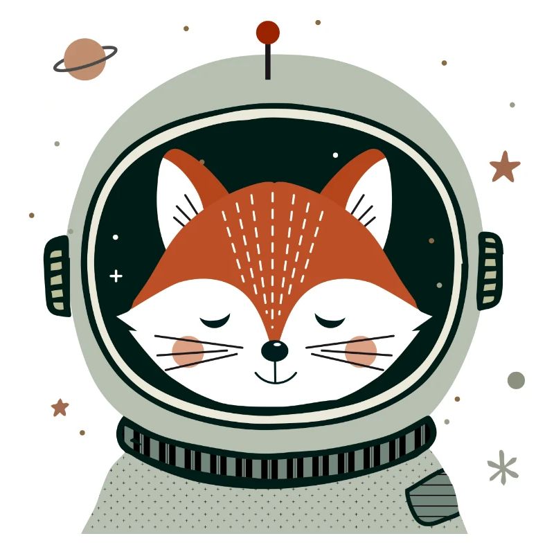 Dreaming astronaut fox in space