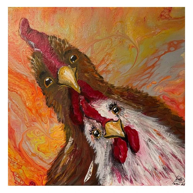 Rooster and chicken