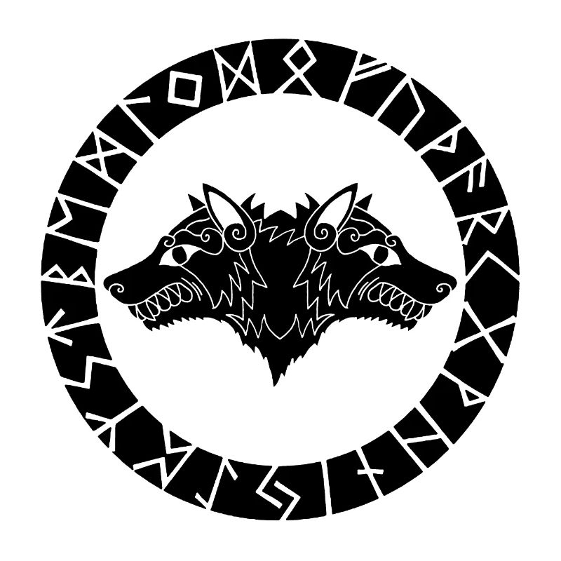 Two-headed black wolf