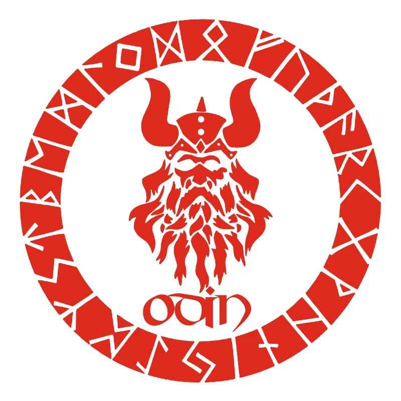 Gott Odin und rote Wikinger-Runen