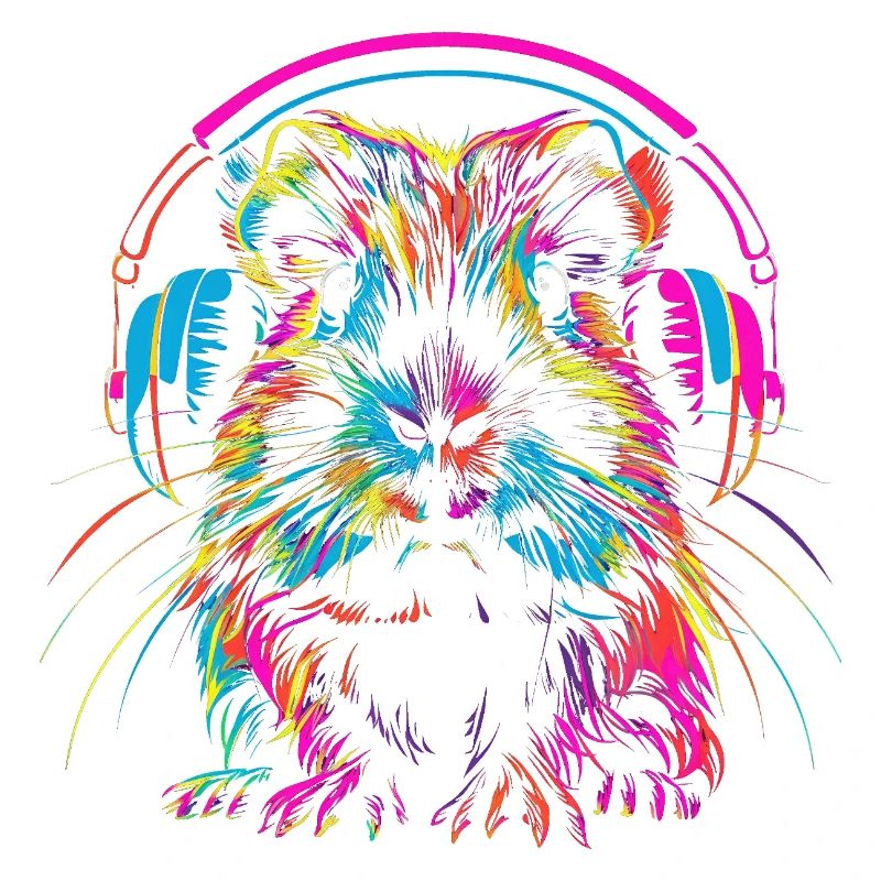 Neon-Meerschweinchen mit Kopfhörer