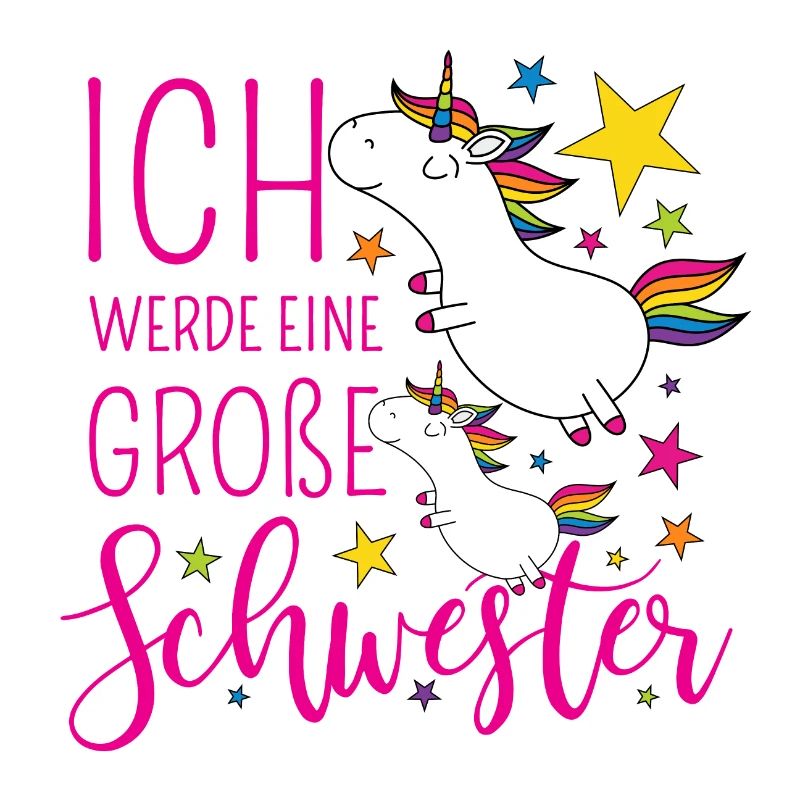 Große Schwester Einhorn Einhörner pink Sterne bunt