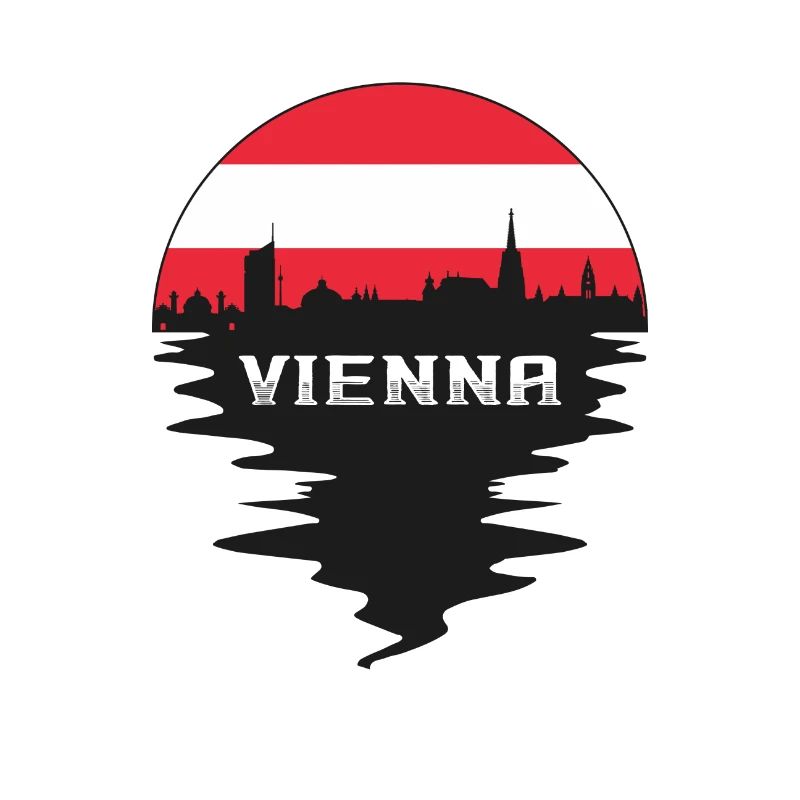 Vienna Austria Skyline Silhouette Austrian Flag Tr