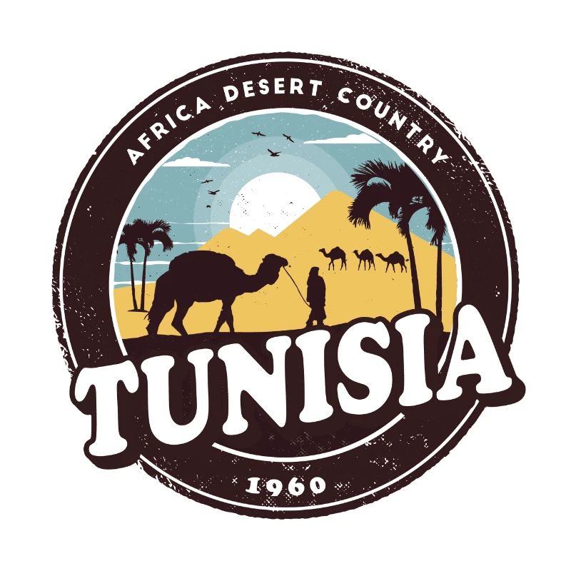 Tunisia desert design with camel / gift idea