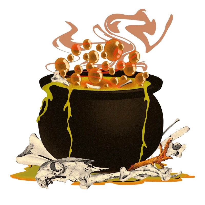 magic cauldron, creepy prints, witch design