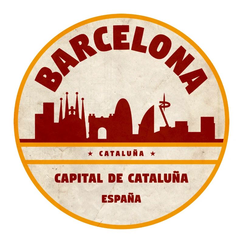 Emblème vintage de la Skyline de Barcelone
