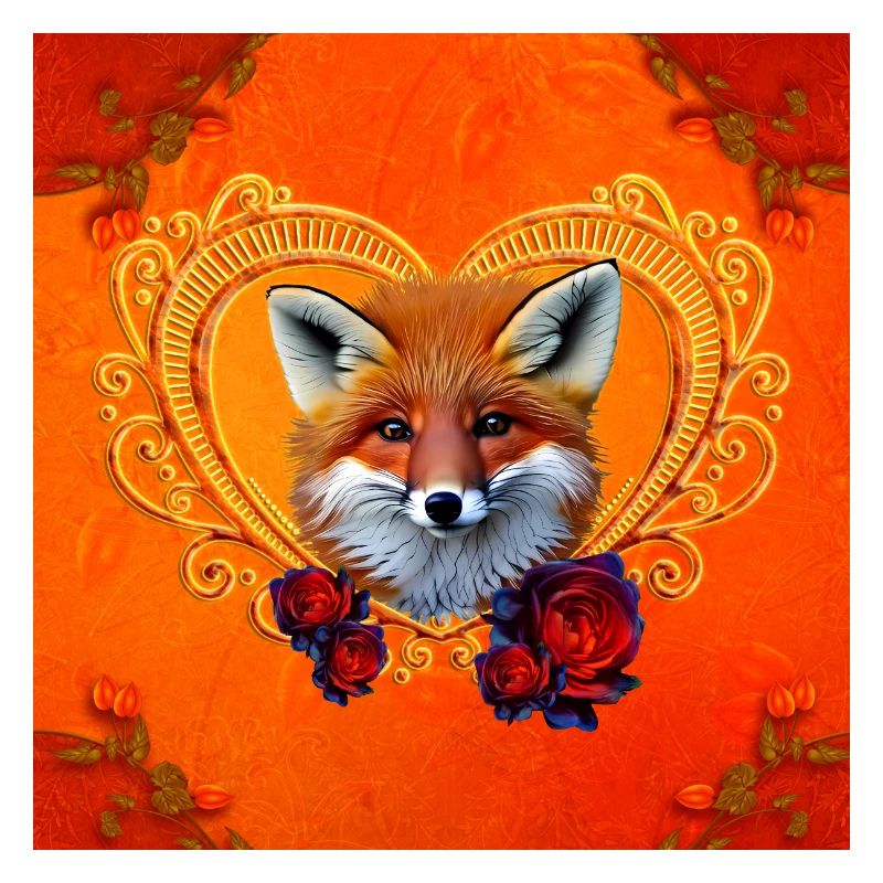 Wonderful fox head with heart
