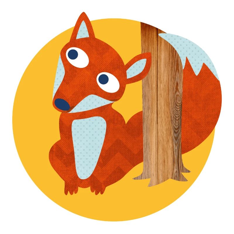 Fuchs Baumstamm Wald Kinderzimmer Comic Tierliebe