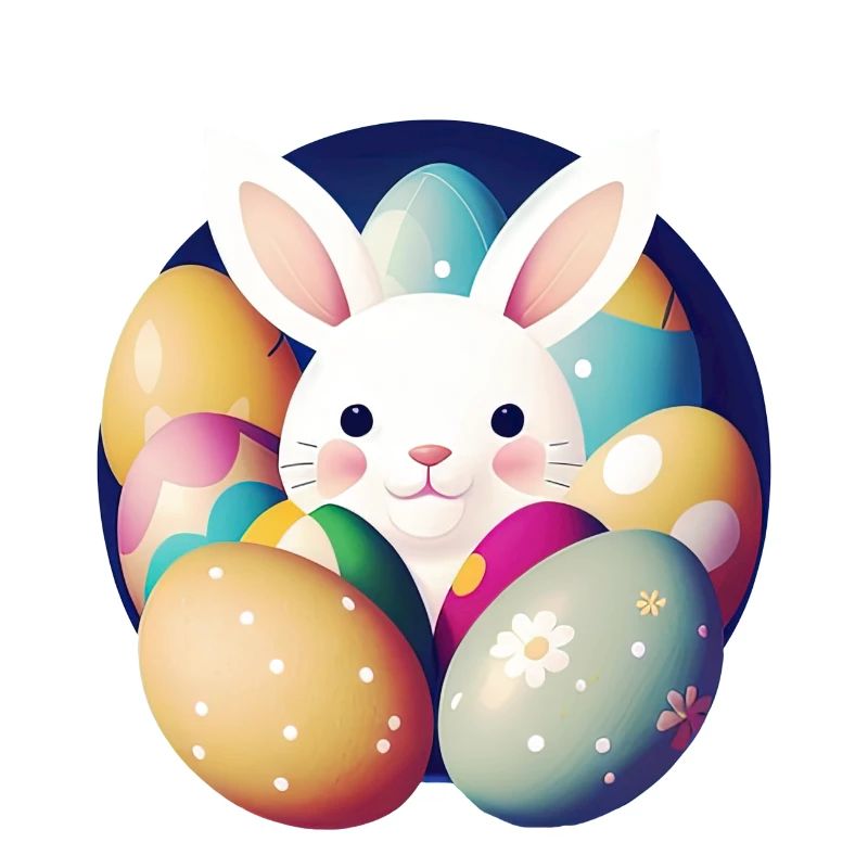 Lapin de Pâques avec des œufs de Pâques