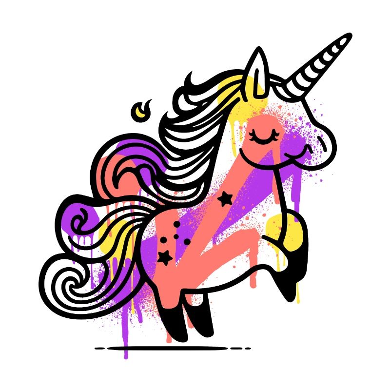 Whimsical Unicorn with Splash Art