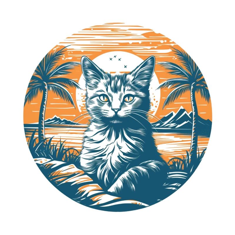 Tropical Cat Magic at Sunset