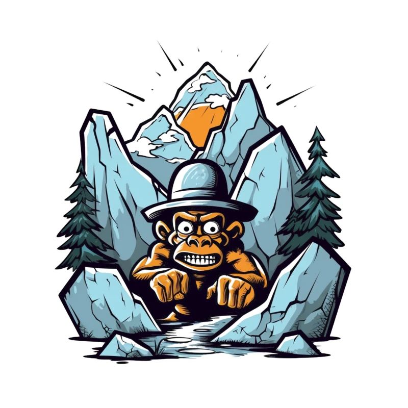 Abstract mountain gorilla with hat
