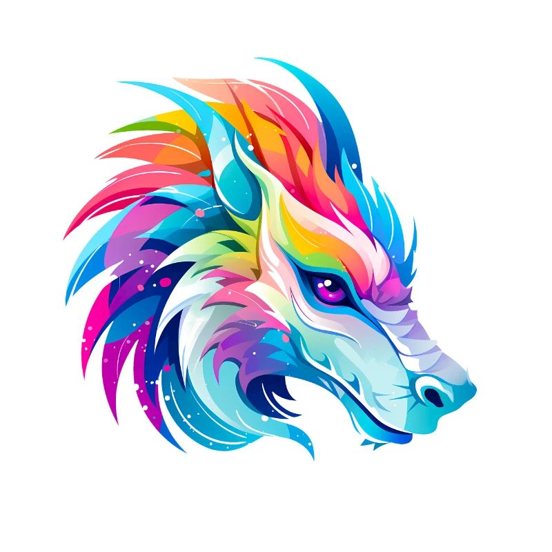 Regenbogen Drache Kopf