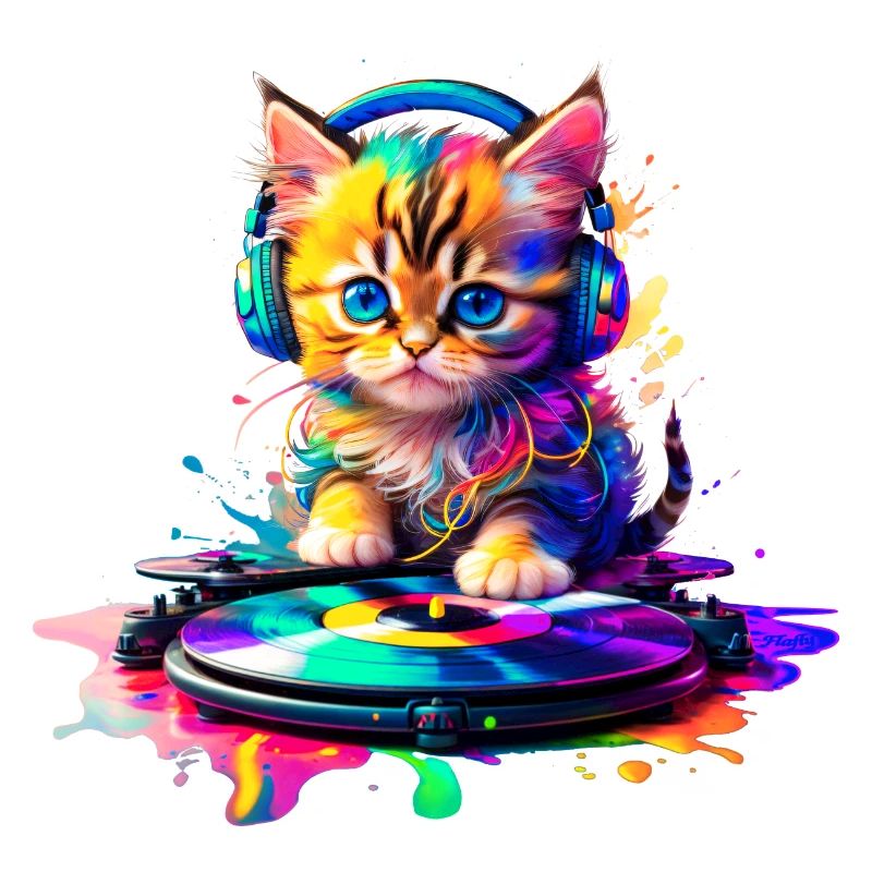 Kätzchen DJ - Regenbogen 2