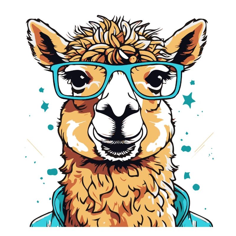 Lama avec des lunettes colorées éclaboussures