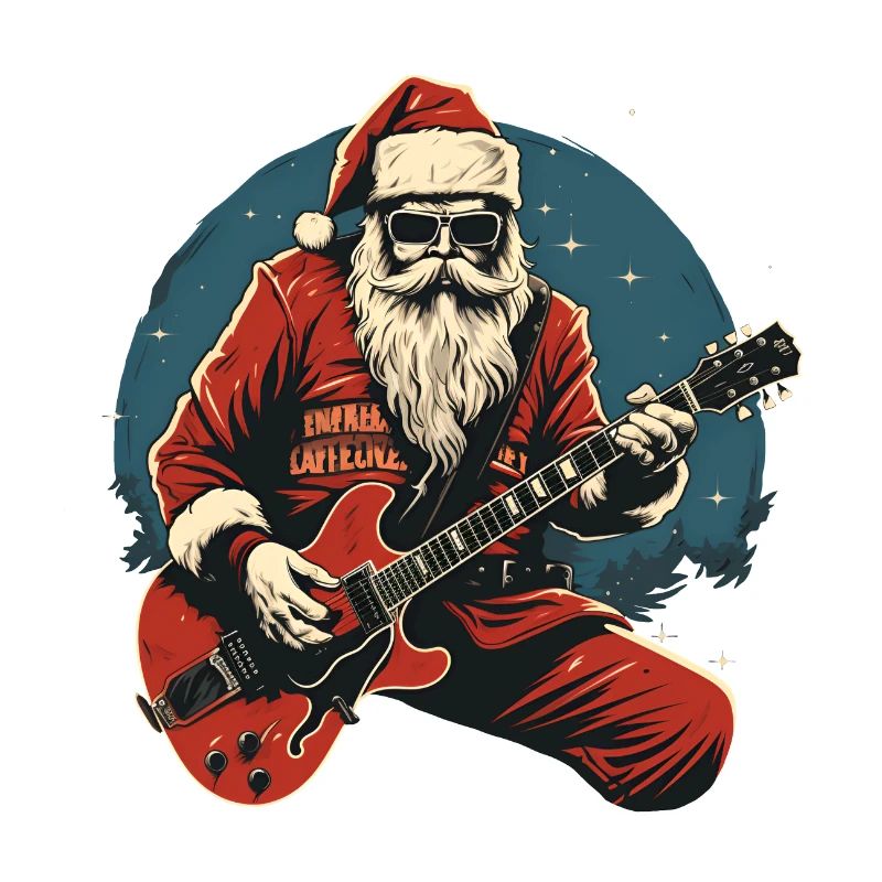 Rockender Weihnachtsmann Santa Mit E-Gitarre