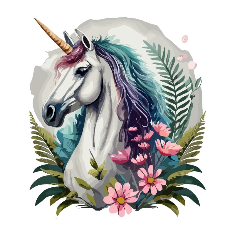 Wunderschönes Einhorn mit Blumen