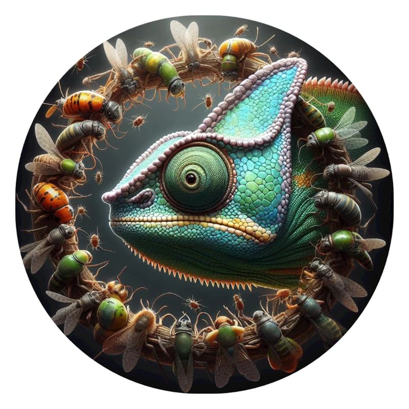 Le caméléon et les insectes