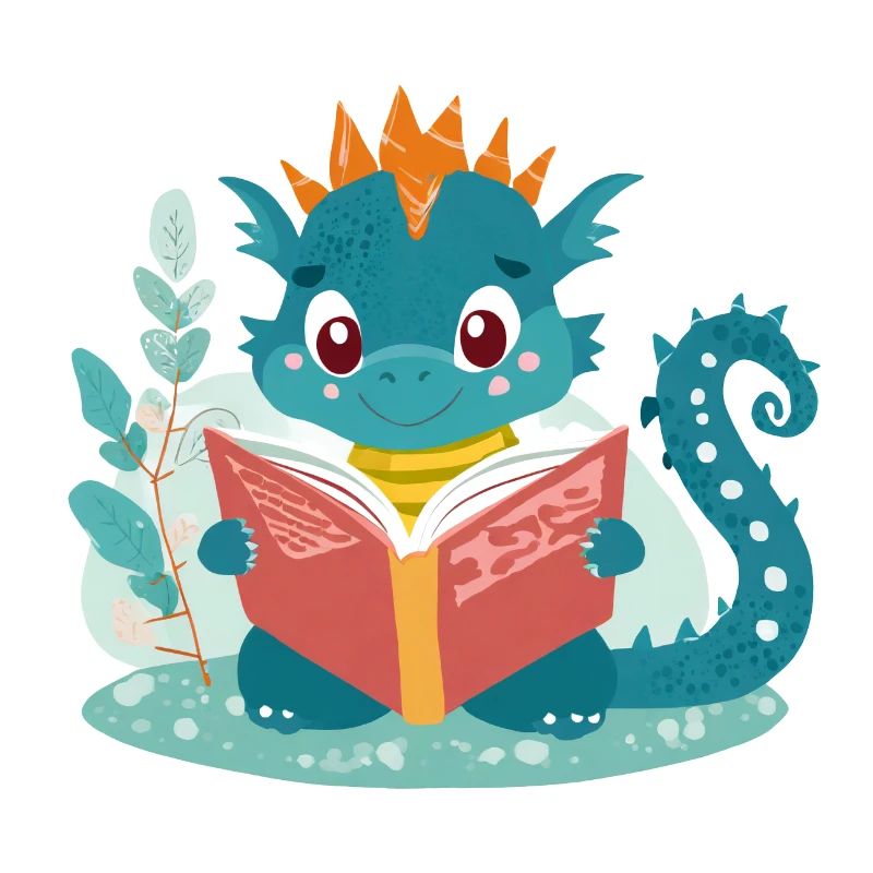 Kleiner Drache mit Buch