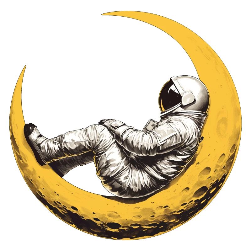 Ein Astronaut auf einer Mondsichel