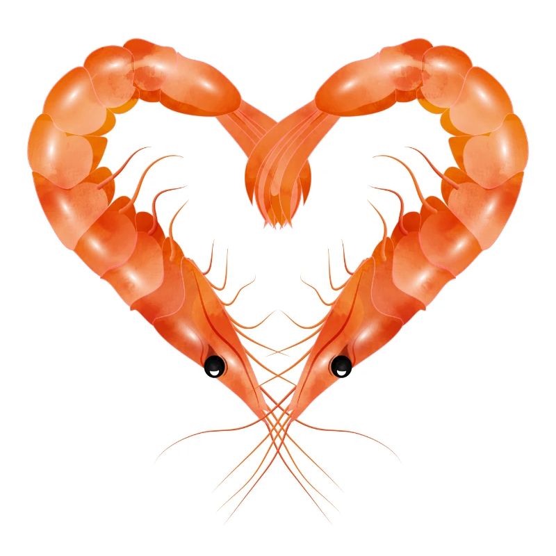 two prawns or shrimps designed in heart shape