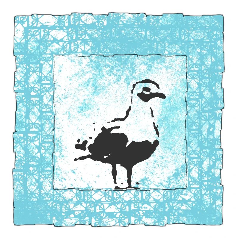 Abstrakter Möwen-Stempel im Wasserfarbenstil