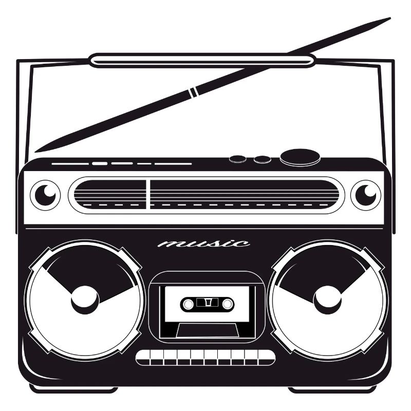 Cassette recorder in 80s stencil look