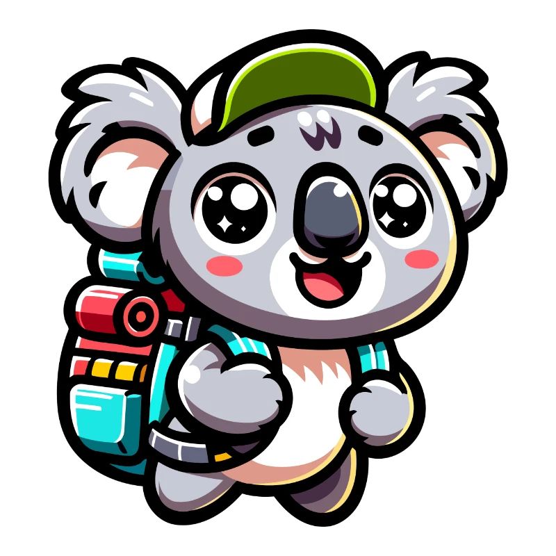 Adventurous Koala Backpacker Illustration
