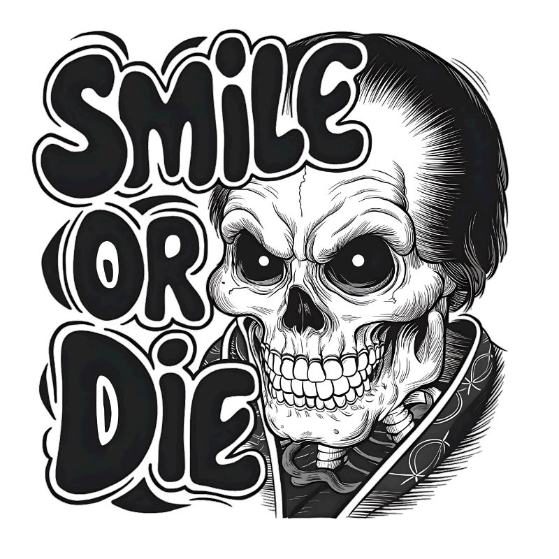 Squelette de vampire avec texte Sourire ou mourir