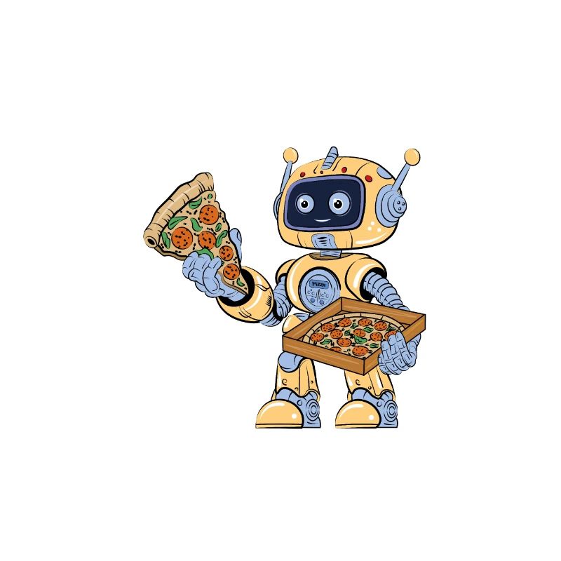 Roboter isst Pizza