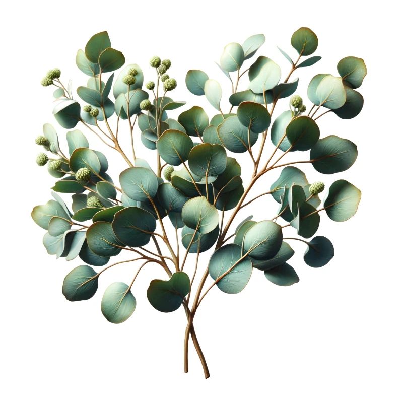 Délicate illustration à l’aquarelle d’une branche d’eucalyptus