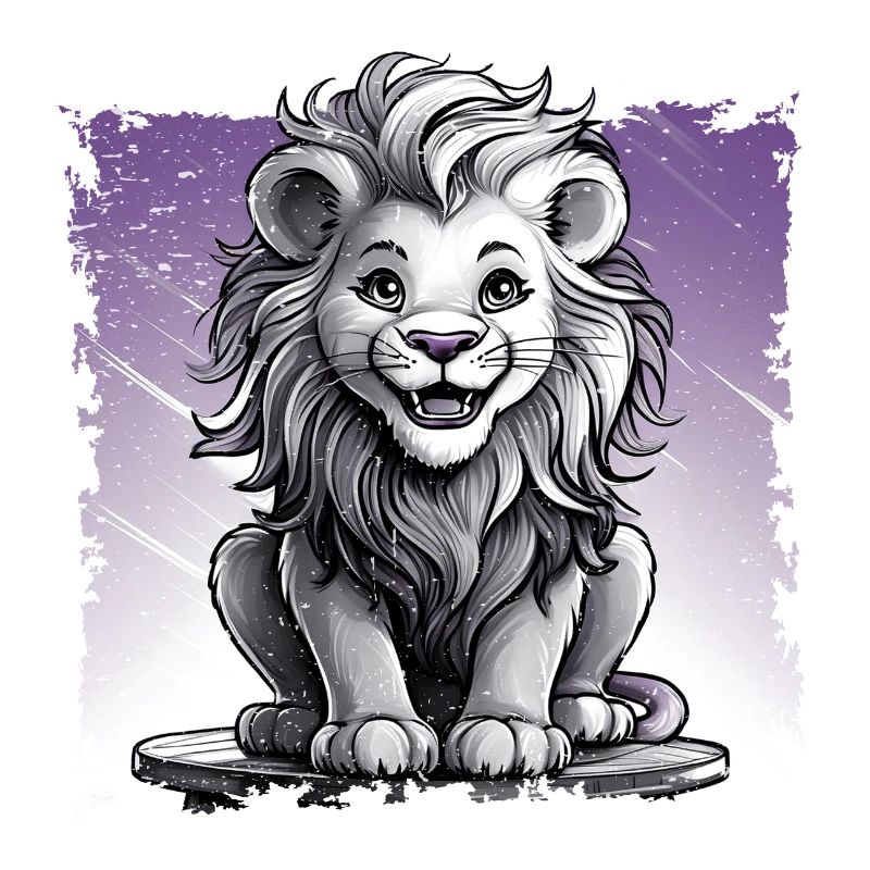 Löwe comic, lachend sitzt auf Hocker | Poster