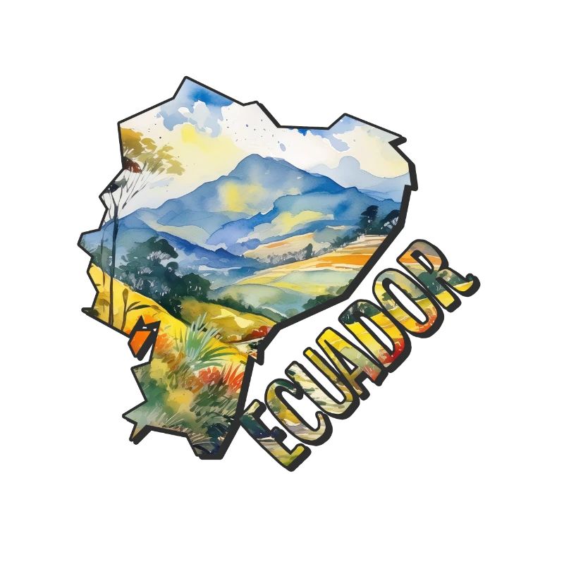 Watercolor Map Ecuador