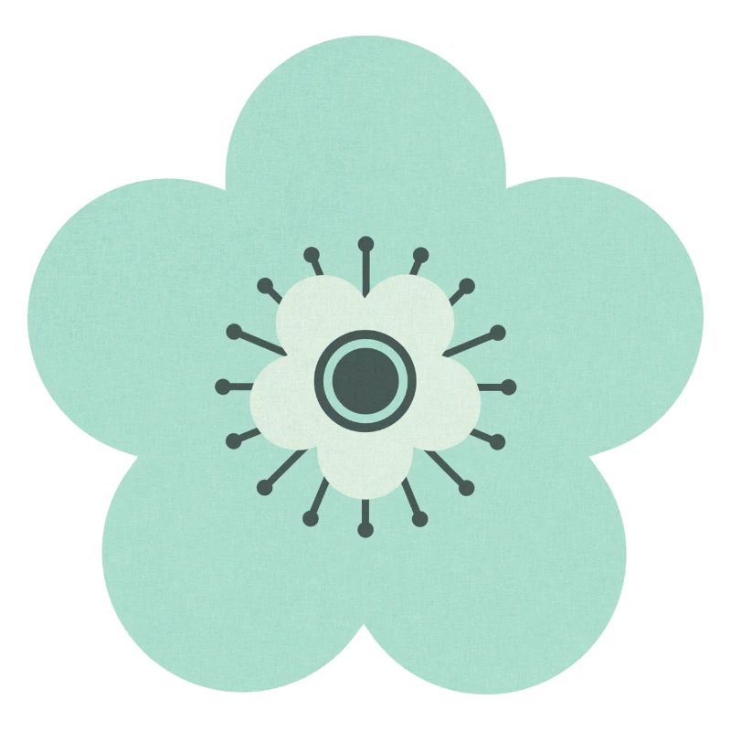 Vert menthe et fleur bleue